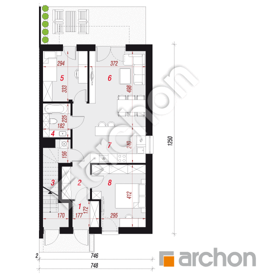 Проект дома ARCHON+ Дом в фиалках 2 (Р2Б) вер.2 План першого поверху