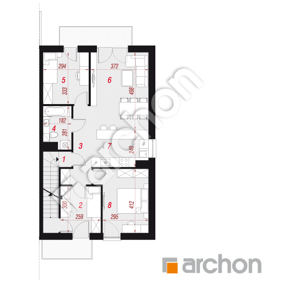 Проект дома ARCHON+ Дом в фиалках 2 (Р2Б) вер.2 План першого поверху