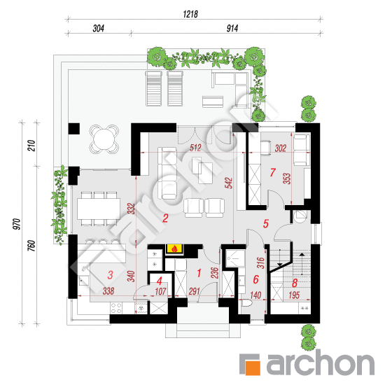 Проект будинку ARCHON+ Будинок в сріблянках 3 План першого поверху