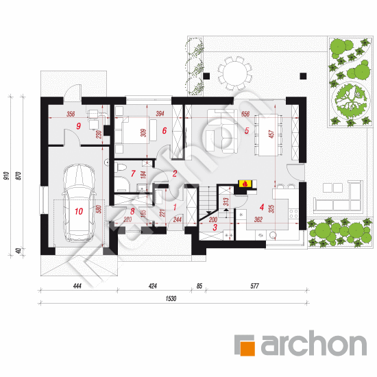 Проект будинку ARCHON+ Будинок в малинівці 4 (Г) План першого поверху