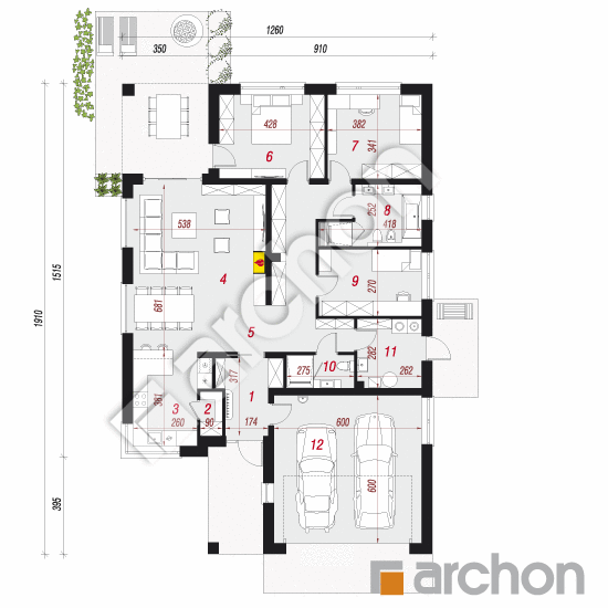 Проект дома ARCHON+  Дом в ренклодах 2 (Г2) План першого поверху