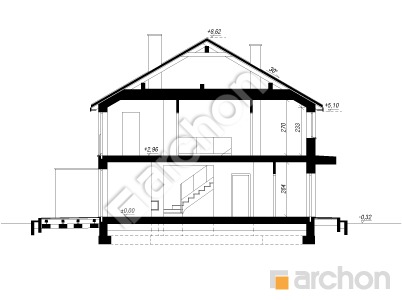 Проект дома ARCHON+ Дом в ривиях 4 (Р2) вер.2  Розріз будинку