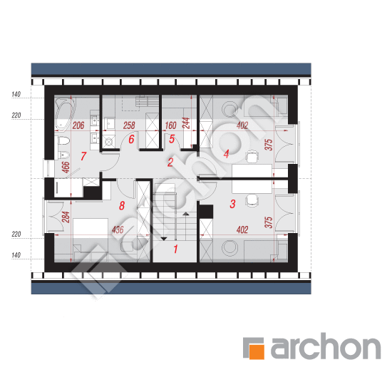 Проект будинку ARCHON+ Будинок в малинівці 30 (Е) ВДЕ План мансандри