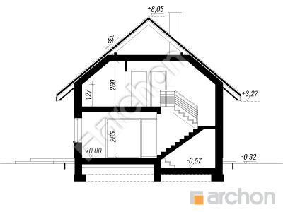 Проєкт будинку ARCHON+ Будинок в малинівці 30 (Е) ВДЕ Розріз будинку