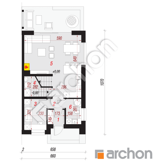 Проект дома ARCHON+ Дом в клематисах 2 (Б) План першого поверху
