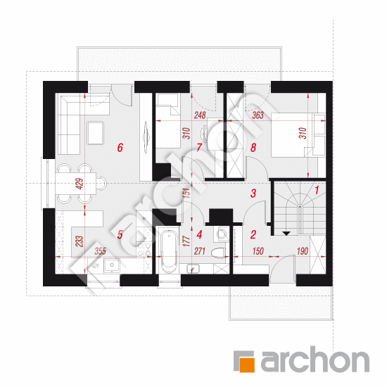 Проект дома ARCHON+ Дом в халезиях (Р2БА) вер.2 План мансандри