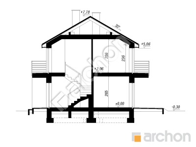 Проект дома ARCHON+ Дом в халезиях (Р2БА) вер.2 Розріз будинку