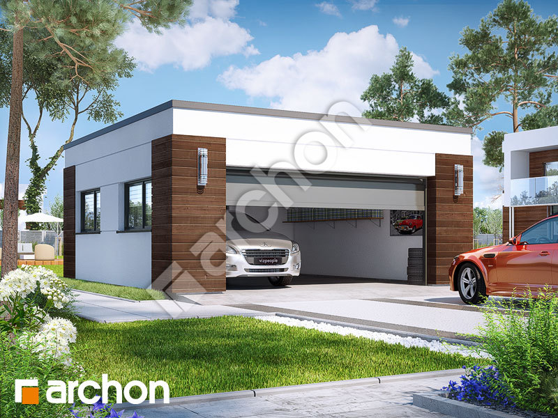 Проект дома ARCHON+ Г21 - Двухместный гараж  Вид 1