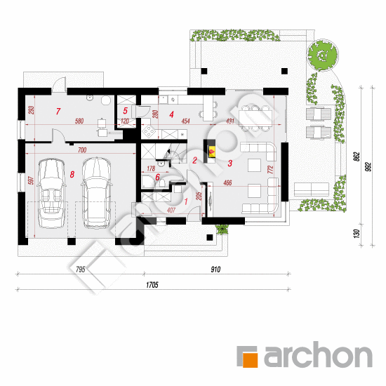 Проект дома ARCHON+ Дом в айдаредах 6 (Г2) План першого поверху
