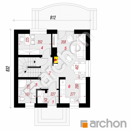 Проект дома ARCHON+ Дом в рододендронах 11 (П) План першого поверху