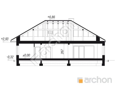 Проект дома ARCHON+ Дом под гинко 19 Розріз будинку