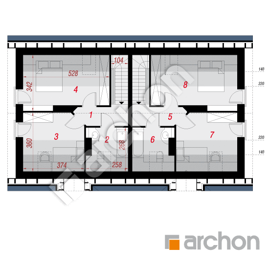 Проект дома ARCHON+ Дом в бруснике (Р2) вер. 2 План мансандри