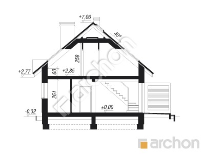 Проєкт будинку ARCHON+ Будинок в брусниці (Р2) вер. 2 Розріз будинку