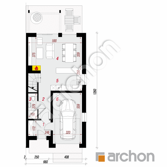 Проект дома ARCHON+ Дом под гинко 24 (ГБ) План першого поверху
