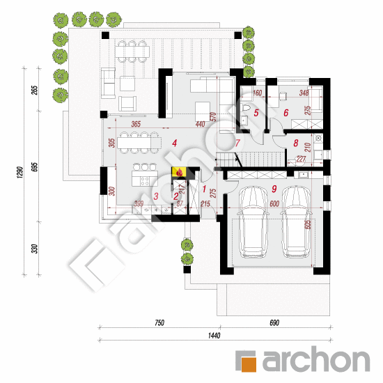Проект будинку ARCHON+ Будинок в дабеціях 3 (Г2) План першого поверху