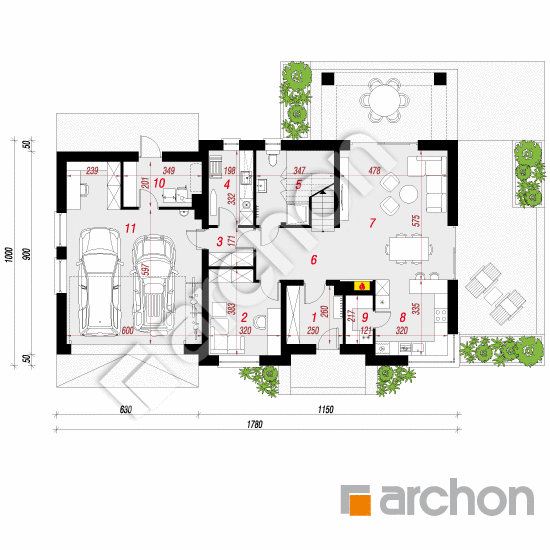 Проект будинку ARCHON+ Будинок в тополях (Г2) План першого поверху