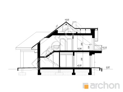 Проєкт будинку ARCHON+ Будинок в тополях (Г2) Розріз будинку