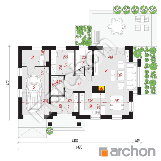 Проект дома ARCHON+ Дом под омелами 3 вер.2 План першого поверху