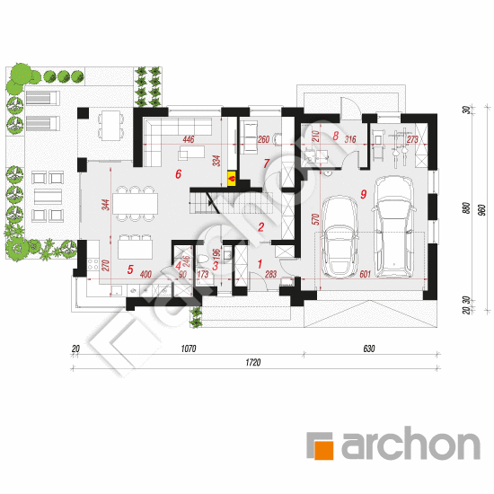 Проект дома ARCHON+ Дом в изумрудах 3 (Г2) План першого поверху