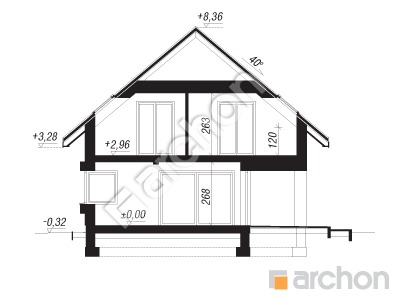 Проєкт будинку ARCHON+ Будинок в смарагдах 3 (Г2) Розріз будинку