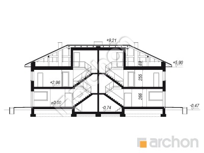 Проект дома ARCHON+ Вилла Юлия 10 (Р2) Розріз будинку