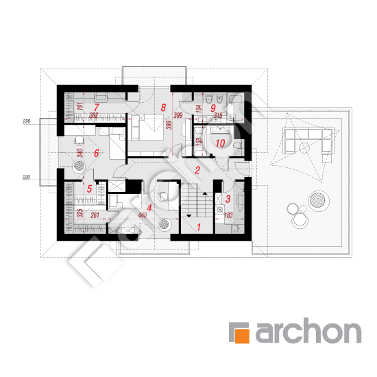 Проект будинку ARCHON+ Будинок в сливах 6 (Г2) План мансандри