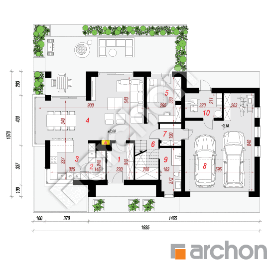 Проект будинку ARCHON+ Будинок в сливах 6 (Г2) План першого поверху