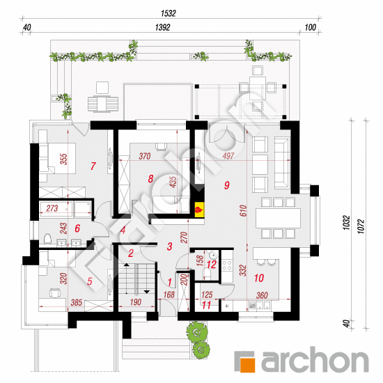 Проект дома ARCHON+ Дом под красной рябиной 16 (ПН) План першого поверху