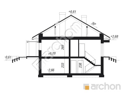 Проект дома ARCHON+ Дом под красной рябиной 16 (ПН) Розріз будинку