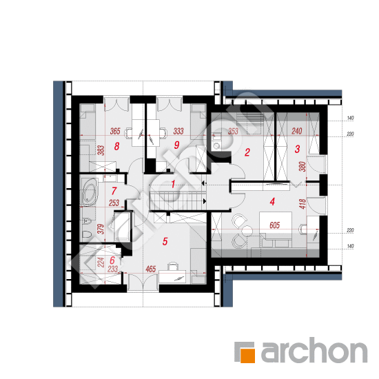Проєкт будинку ARCHON+ Будинок в алоізіях 2 (Г2) План мансандри