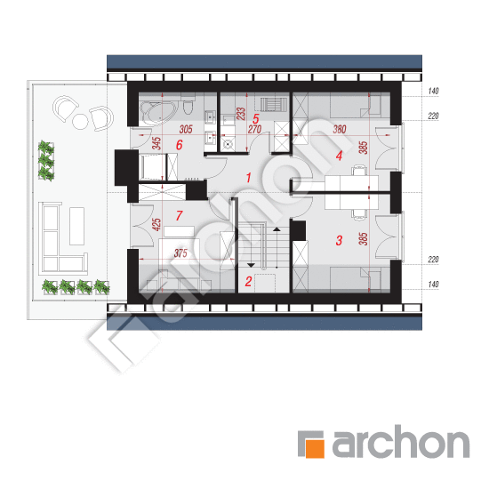 Проект будинку ARCHON+ Будинок в квітах 2 План мансандри