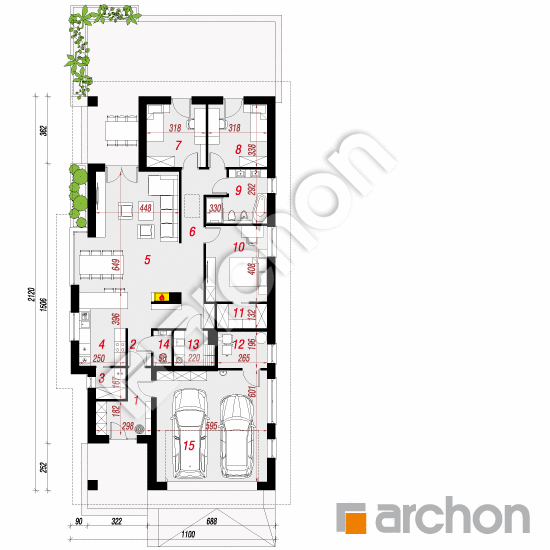 Проект будинку ARCHON+ Будинок в андромедах (Г2) План першого поверху