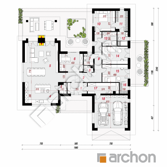 Проект будинку ARCHON+ Будинок в клівіях 10 (Г2) План першого поверху