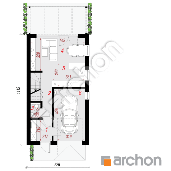 Проект будинку ARCHON+ Будинок в рівіях 10 (Г) План першого поверху