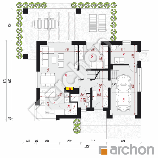 Проект дома ARCHON+ Дом в гвоздиках (А) План першого поверху