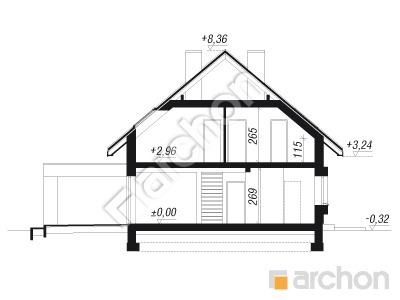 Проект дома ARCHON+ Дом в гвоздиках (А) Розріз будинку