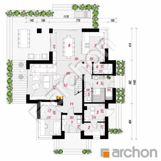 Проект дома ARCHON+ Дом под софорой 2 План першого поверху