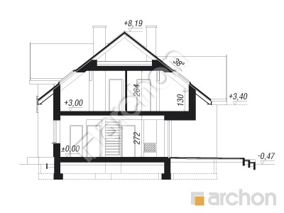 Проєкт будинку ARCHON+ Будинок під софорою 2 Розріз будинку