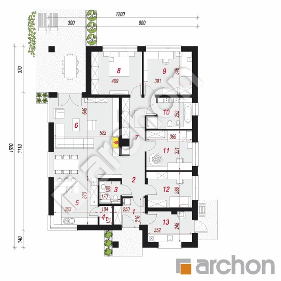 Проект будинку ARCHON+ Будинок в ренклодах 4 План першого поверху