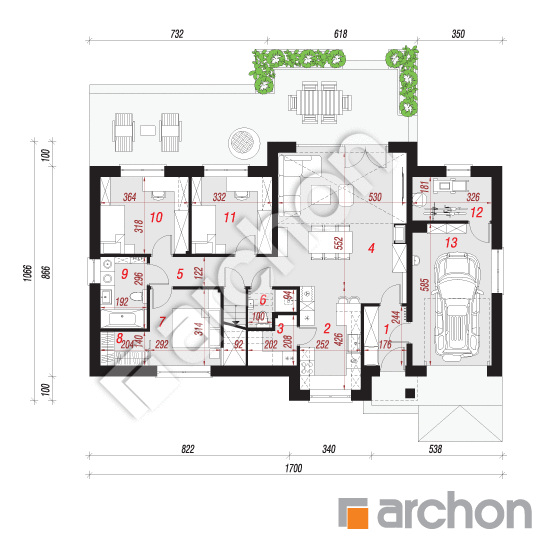 Проект будинку ARCHON+ Будинок в нерінах 2 вер.2  План першого поверху