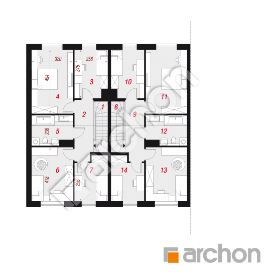 Проект будинку ARCHON+ Будинок під гінко 15 (ГР2Б) План мансандри
