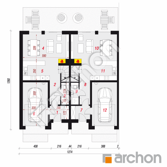 Проект дома ARCHON+ Дом под гинко 15 (ГР2Б) План першого поверху