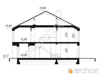 Проєкт будинку ARCHON+ Будинок під гінко 15 (ГР2Б) Розріз будинку
