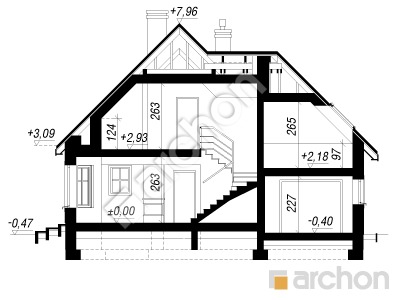 Проект дома ARCHON+ Дом в винограде 3 вер.2 Розріз будинку