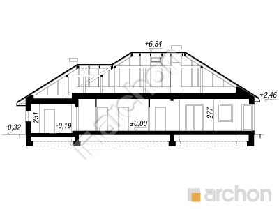 Проект дома ARCHON+ Дом в гаурах (H) вер.2 Розріз будинку