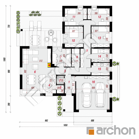 Проект дома ARCHON+ Дом в итеях (Г2) План першого поверху