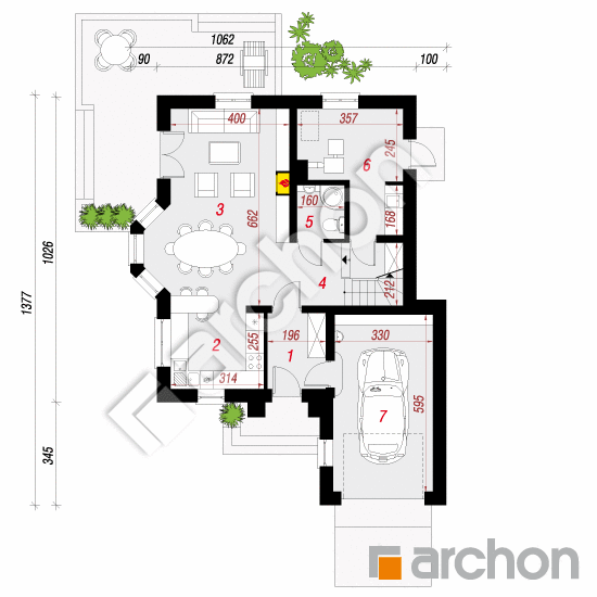 Проект будинку ARCHON+ Будинок в руколі вер. 2 План першого поверху
