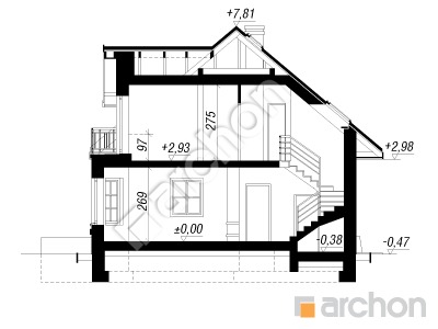 Проєкт будинку ARCHON+ Будинок в руколі вер. 2 Розріз будинку