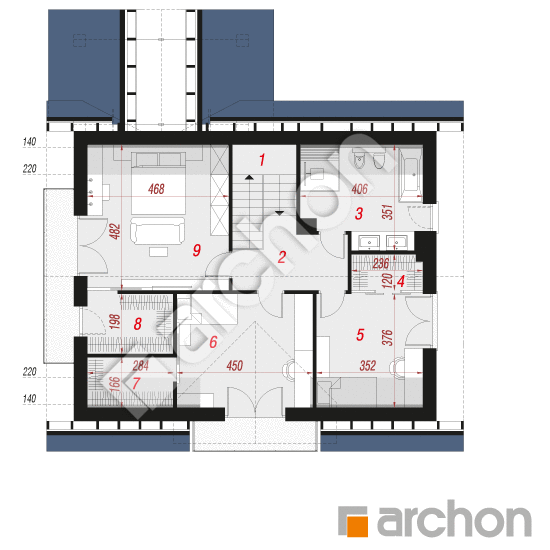 Проект дома ARCHON+ Дом в люцерне 14 (Е) План мансандри