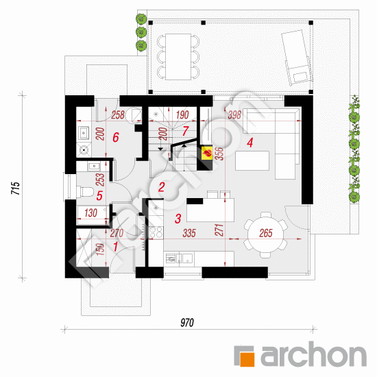 Проект будинку ARCHON+ Будинок в тритомах План першого поверху